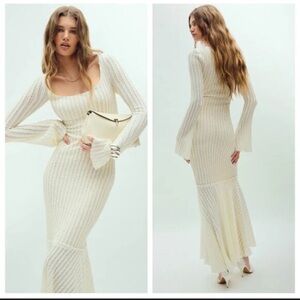 Tilda knit Reformation Satin Cream Dress